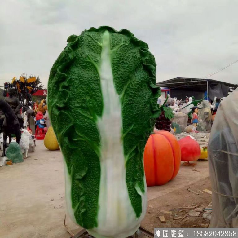 玻璃钢仿真白菜雕塑图片 价格 按需定制蔬菜雕塑