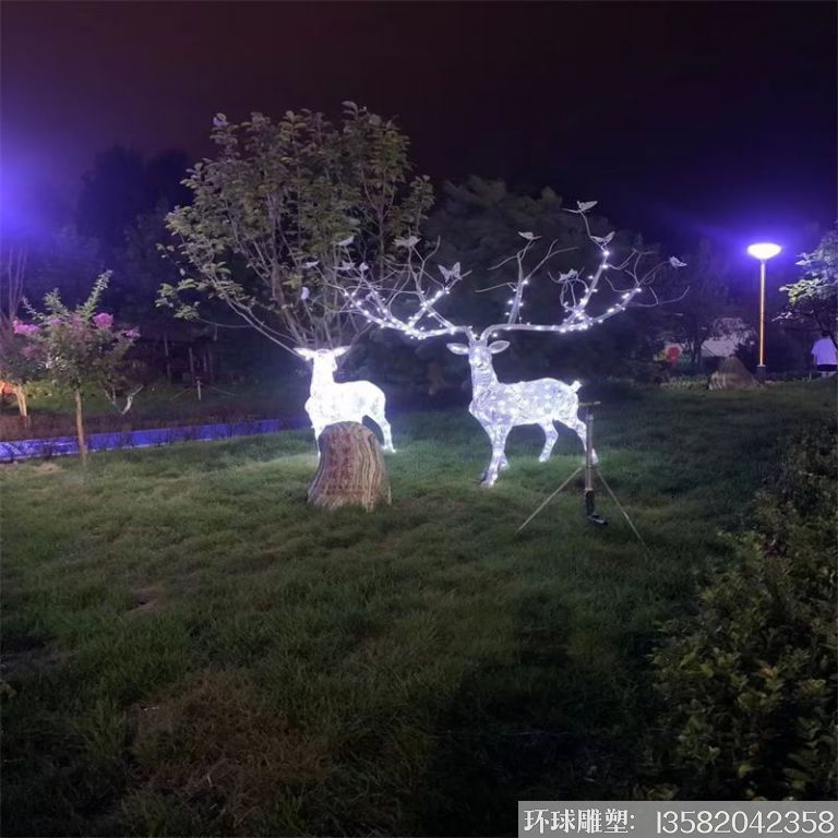 不锈钢镂空灯光鹿雕塑 大型鹿雕塑2